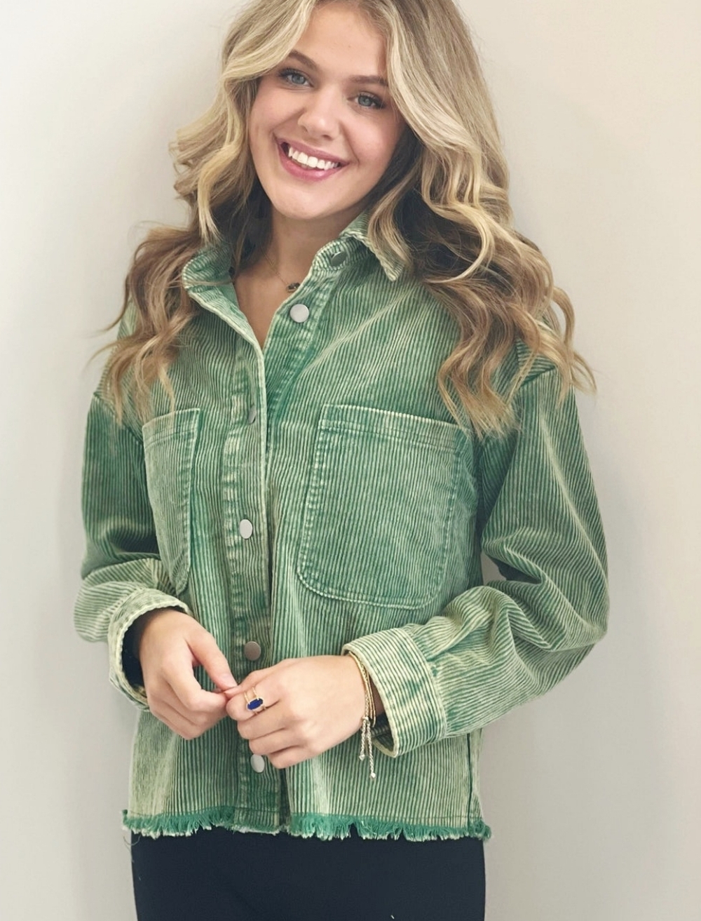 Jodifl Distressed Corduroy shacket